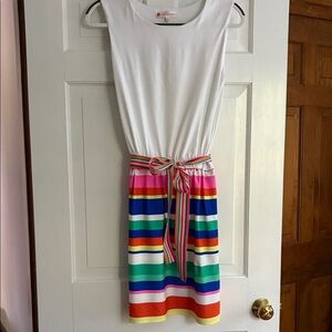 Jude Connally Colorful Striped Dress with Belt